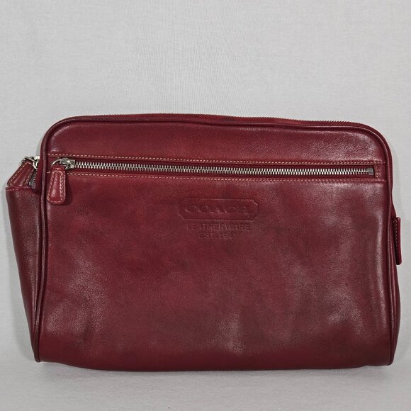 Coach Handbags - Vintage COACH Red Cowhide Leather Large Clutch Travel Handbag G04S-5068 UNISEX.
